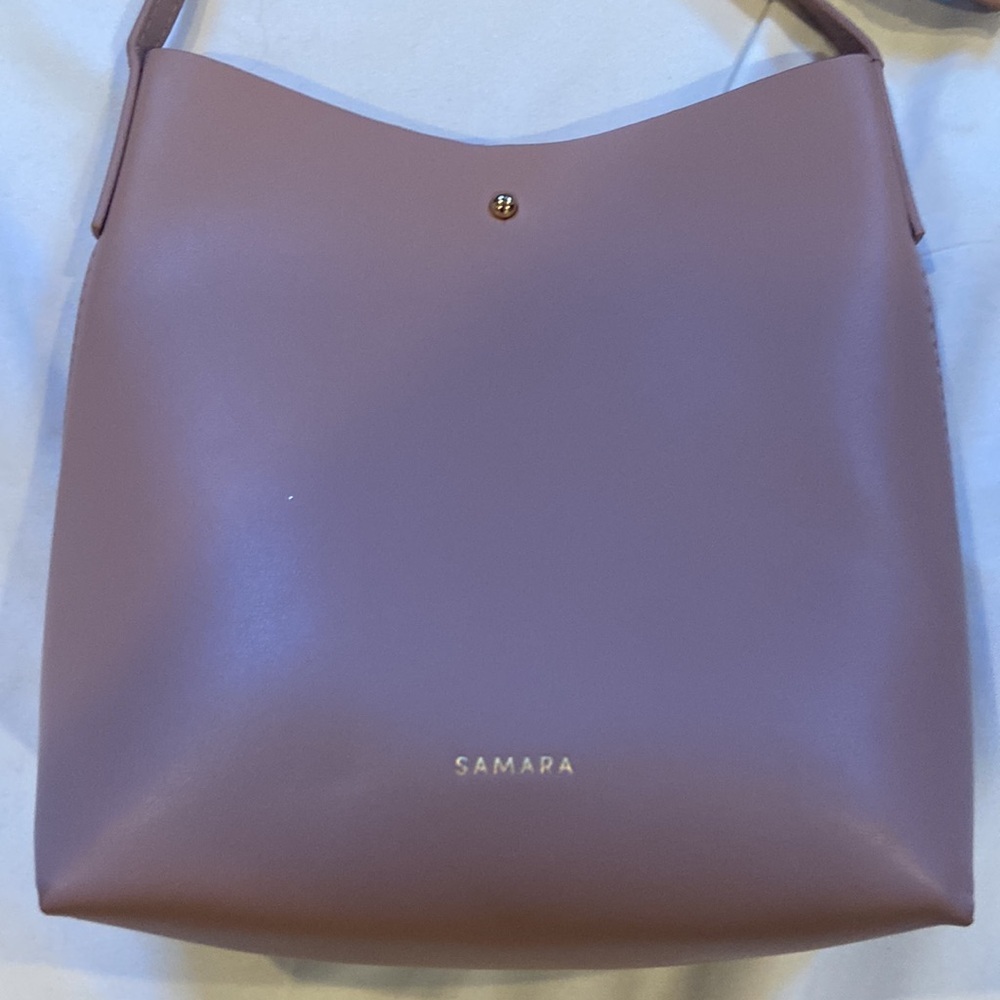 Samara Anthropologie Blush Color X body EUC, Vegan Leather gold button closure! - Picture 3 of 14